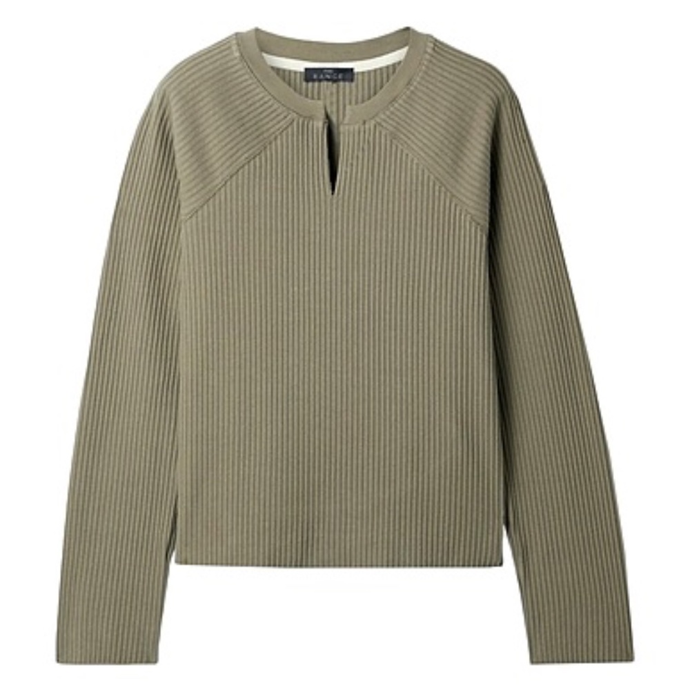 The Range designer ribbed pullover top army green size small NWOT Grunge